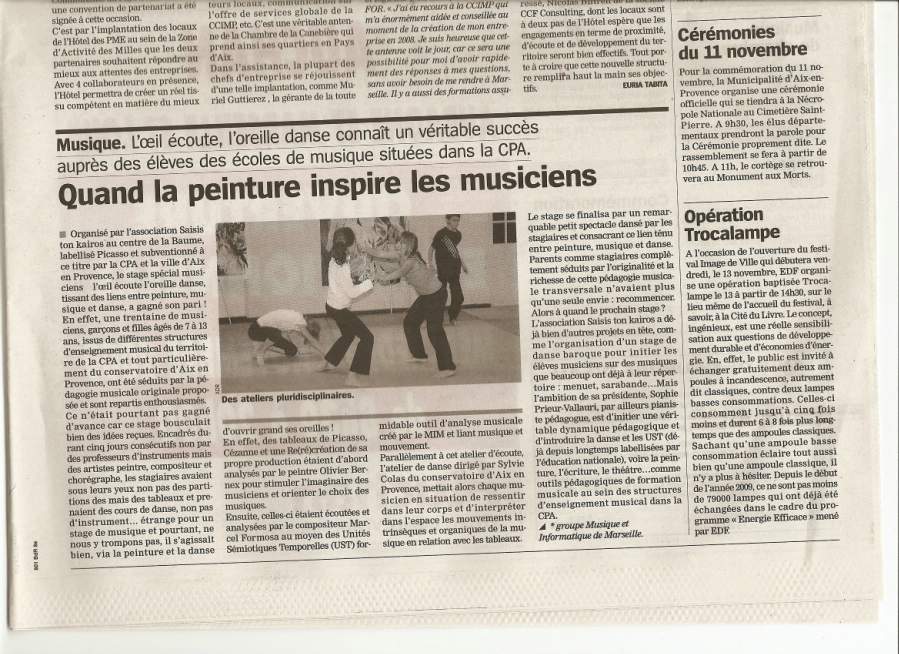 Article Marseillaise 10-11-2009